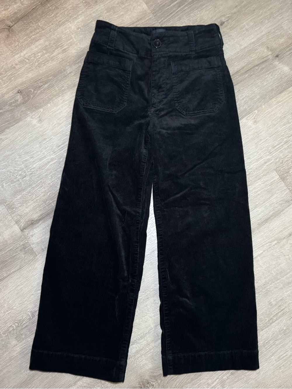 Anthropologie Maeve The Colette Corduroy Cropped Wide Leg Pants Black 25P